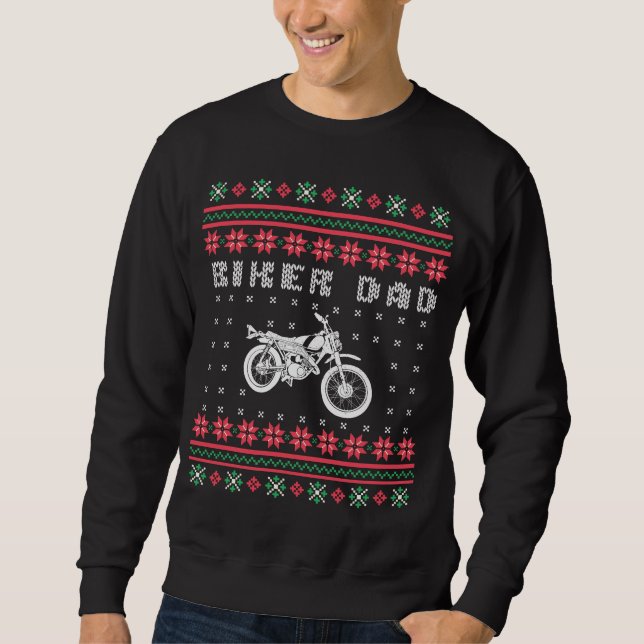 Biker Dad Motorcycle Ugly Christmas Sweater (Front)