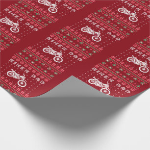 Biker Dad Vintage Motorbike Ugly Christmas Sweater Wrapping Paper