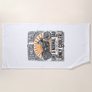 Biker Dad Vintage Motorcycle Vector Design_1 Beach Towel