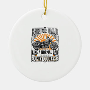 Biker Dad Vintage Motorcycle Vector Design_1 Ceramic Tree Decoration