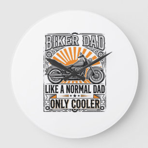 Biker Dad Vintage Motorcycle Vector Design_1 Large Clock