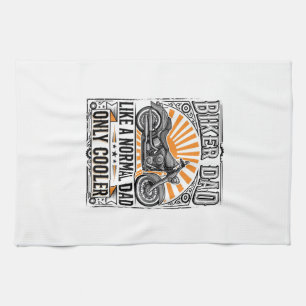 Biker Dad Vintage Motorcycle Vector Design_1 Tea Towel