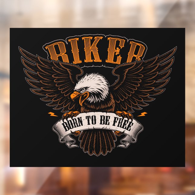 Biker Eagle Born To Be Free Motorcycle Shop Window Cling (Sheet 2)