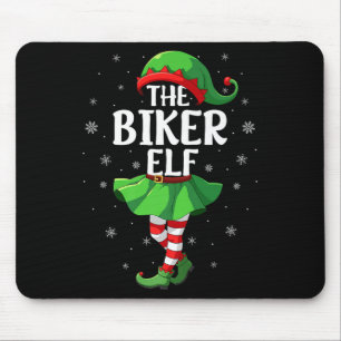 Biker Elf Christmas Girls Women Elf Squad Xmas Fam Mouse Mat