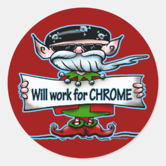 Biker Elf customisable holiday gifts Classic Round Sticker