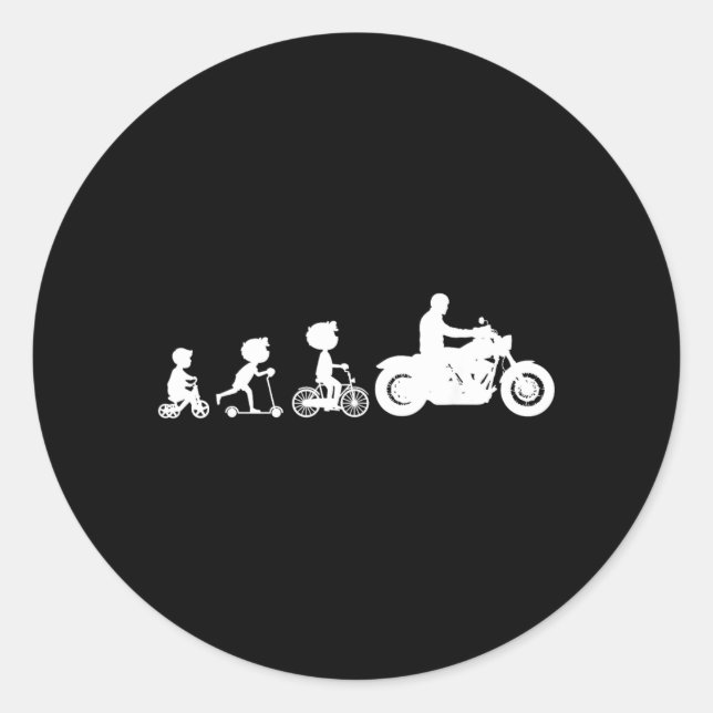 Biker Evolution Life Motorcycle Chopper Low Rider Classic Round Sticker (Front)