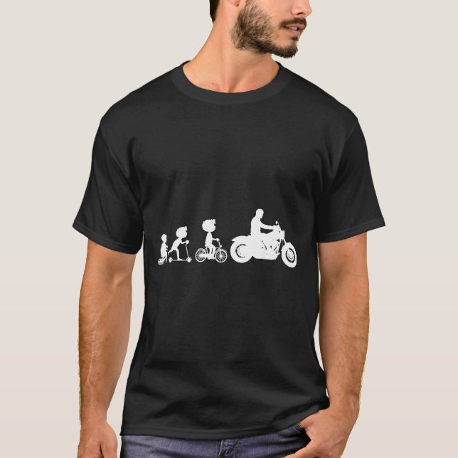 Biker Evolution Life Motorcycle Chopper Low Rider T-Shirt (Front)