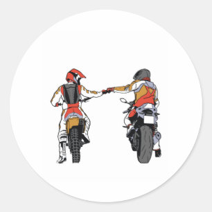 Biker fist bump classic round sticker