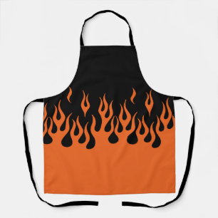 Biker Flames in Orange and Black Apron
