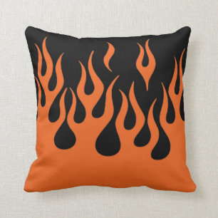 Biker Flames in Orange and Black Cushion