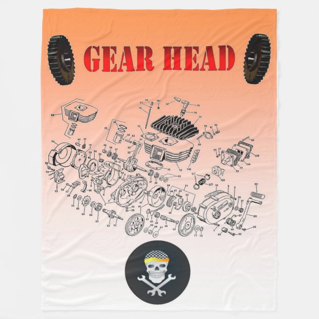 BIKER GEAR HEAD FLEECE BLANKET (Front)