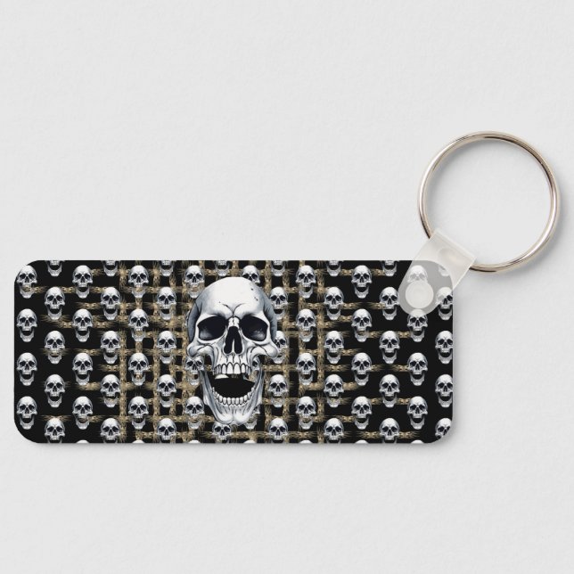 Biker Gear Skull Pattern Flames Motorcycle Rider K Key Ring (Front)
