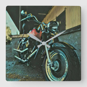 Biker gifts square wall clock