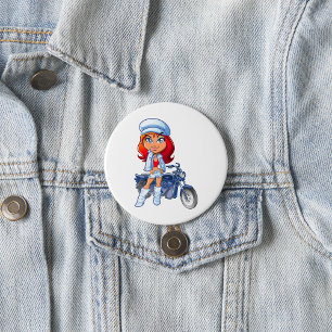 Biker Girl 7.5 Cm Round Badge