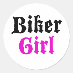 Biker Girl Classic Round Sticker