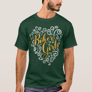 Biker Girl Heart, Mum Wife Girlfriend Cute Motorcy T-Shirt