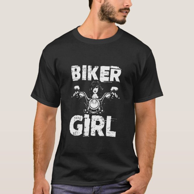 Biker Girl Motorcycle Cool Chick Ladies Babe  For  T-Shirt (Front)