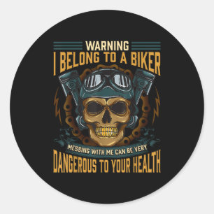 Biker Girlfriend Wife I Belong To A Biker Valentin Classic Round Sticker