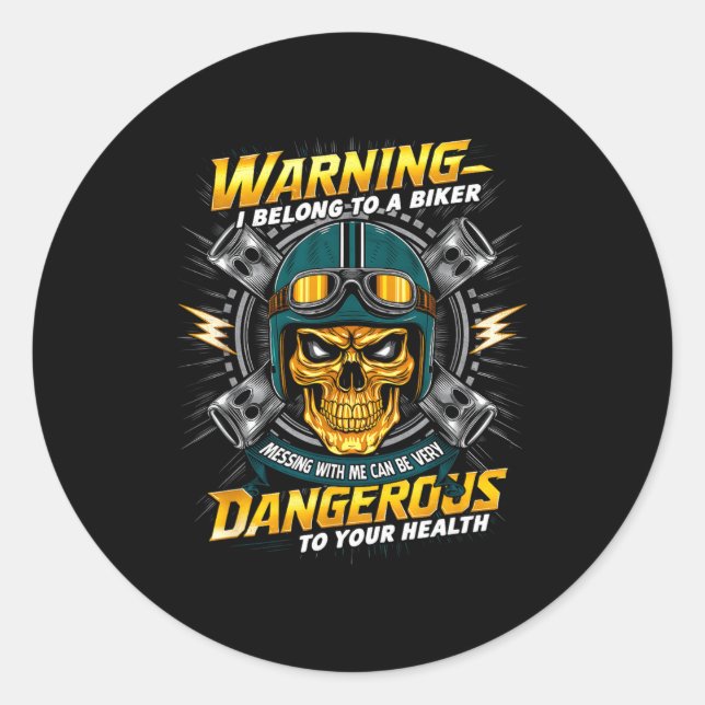 Biker Girlfriend Wife I Belong To A Biker Valentin Classic Round Sticker (Front)