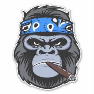 Biker gorilla ape smoking cigar animal art