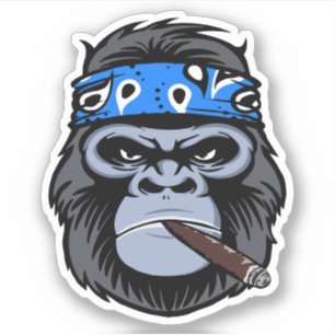 Biker gorilla smoking smoking cigar animal art