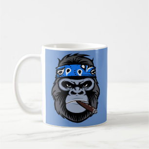 Biker gorilla smoking smoking cigar animal art coffee mug