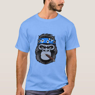 Biker gorilla smoking smoking cigar animal art T-Shirt