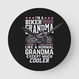 Biker Grandma - Motorbike Grandma Biker Grandma Round Clock