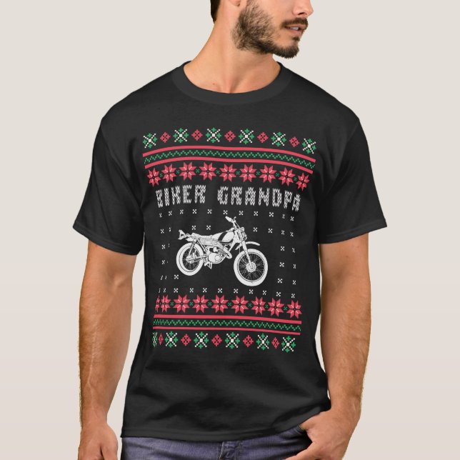 Biker Grandpa Motorcycle Ugly Christmas Sweater (Front)