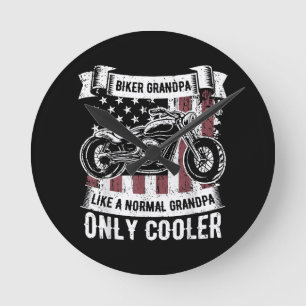 Biker Grandpa Ride Motorcycles Motorcycle Lovers R Round Clock