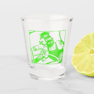 Biker green shot glass