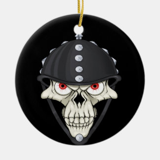 Biker Helmet Skull design for Motorcycle Riders Ceramic Tree Decoration
