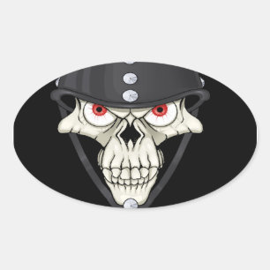 Biker Helmet Skull design for Motorcycle Riders Oval Sticker