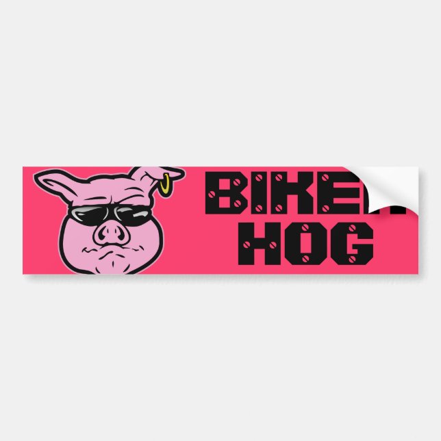 Biker Hog Bumper Sticker (Front)