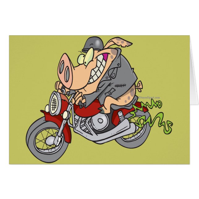 biker hog pig motorcycle bike cartoon (Front Horizontal)