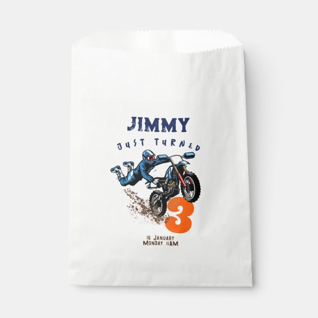 Biker Kid Dirt Stunt Bike Birthday Favour Bags (Front)