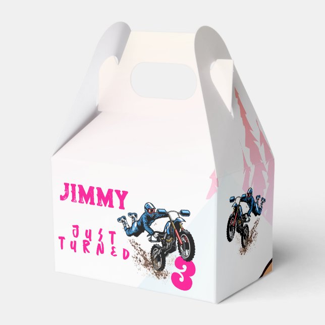 Biker Kid Dirt Stunt Bike Birthday Favour Box (Front Side)
