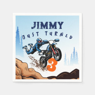 Biker Kid Dirt Stunt Bike Birthday Napkin