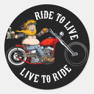 biker motard ride to live classic round sticker
