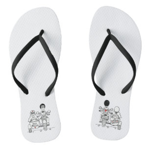 Biker Motorbike + Sidecar Wedding Flip Flops