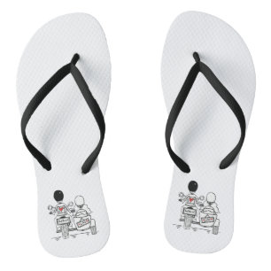 Biker Motorbike + Sidecar Wedding Flip Flops 