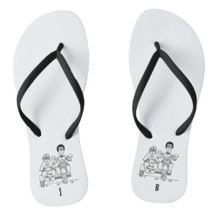 Biker Motorbike + Sidecar Wedding Flip Flops 