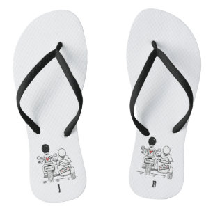 Biker Motorbike + Sidecar Wedding Flip Flops 