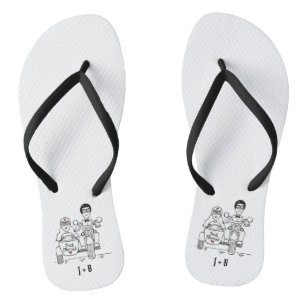 Biker Motorbike + Sidecar Wedding Flip Flops 