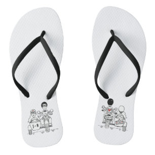 Biker Motorbike + Sidecar Wedding Flip Flops 