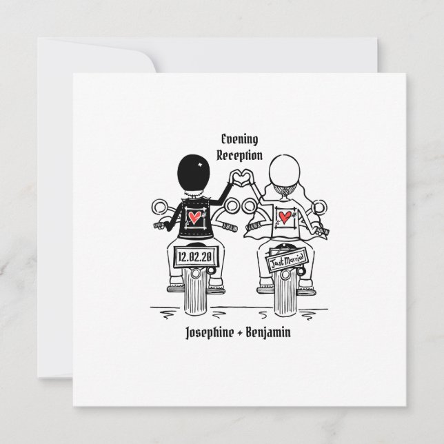 Biker Motorcycle Evening Wedding Invitation (Front)