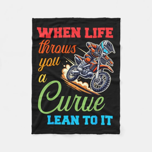 Biker Motorcycle Lover When Life Throws You A Curv Fleece Blanket (Front)