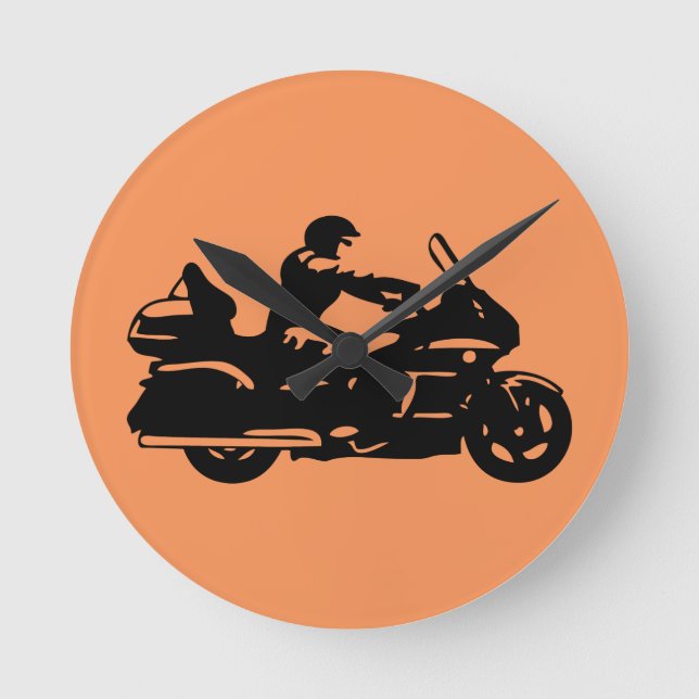 biker motorcycle moto goldwing round clock (Front)