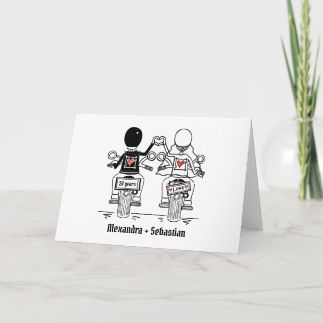 Biker Motorcycle Wedding Anniversary Card (Front)