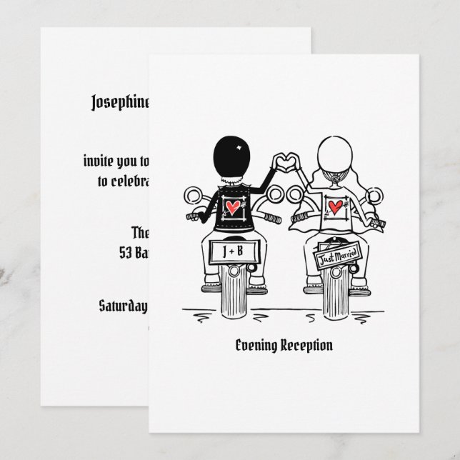 Biker Motorcycle Wedding Evening Reception Invitation (Front/Back)